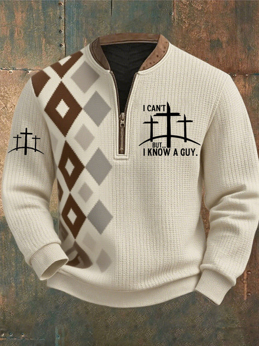 Férfi vintage art faith alkalmi pulóver