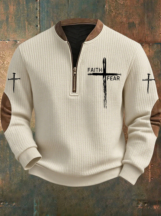 Férfi vintage art faith alkalmi pulóver