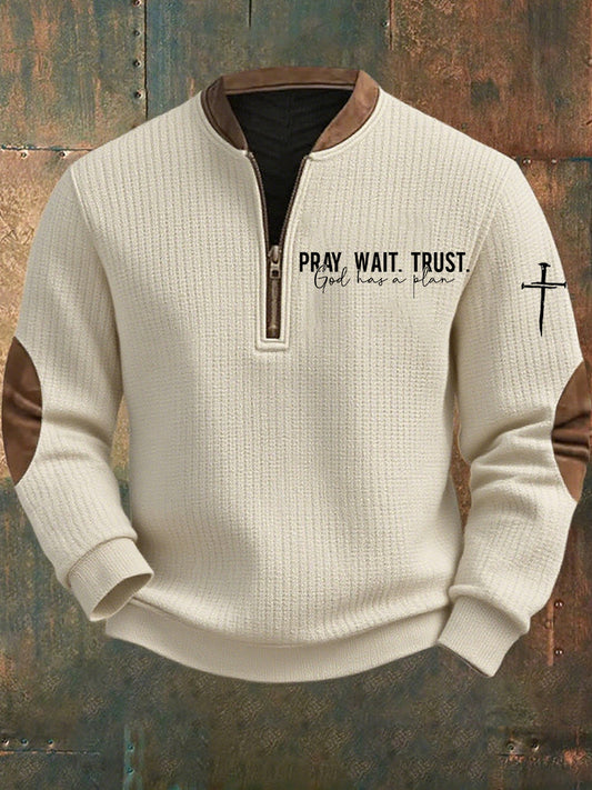 Férfi vintage art faith alkalmi pulóver