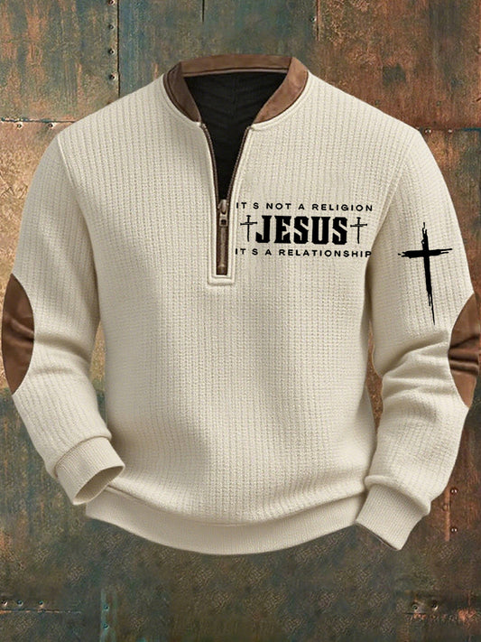 Férfi vintage art faith alkalmi pulóver