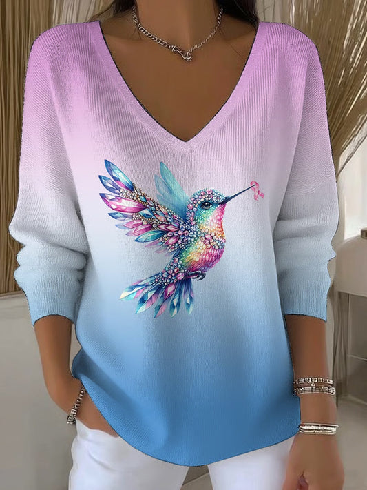 Női retro nyomtatás kényelmes alkalmi felső