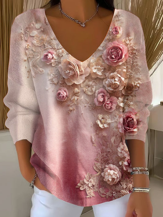 Női retro nyomtatás kényelmes alkalmi felső