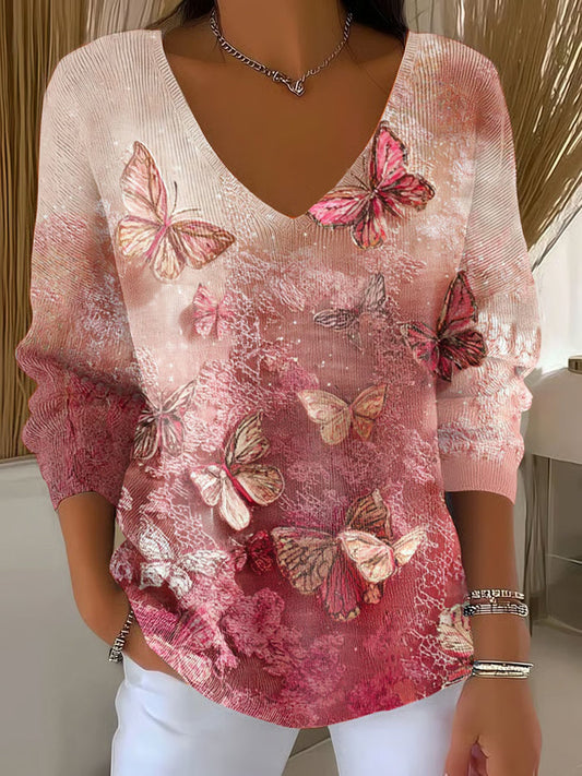 Női retro nyomtatás kényelmes alkalmi felső