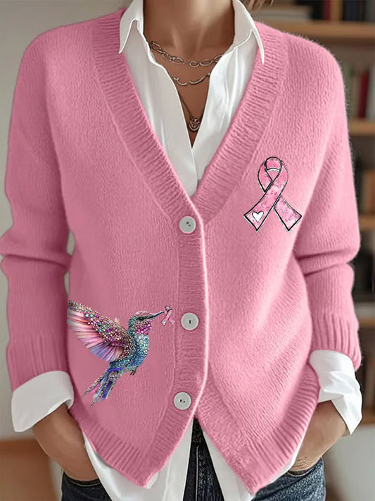 Női vintage virágos nyomtatás gomb kardigán