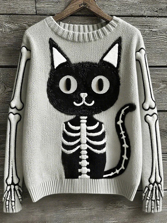 Női vintage állat nyomtatás kényelem alkalmi pulóver