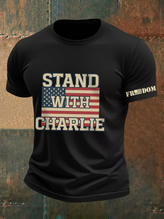 Férfi charlie kirk turning point usa trump emlékpóló