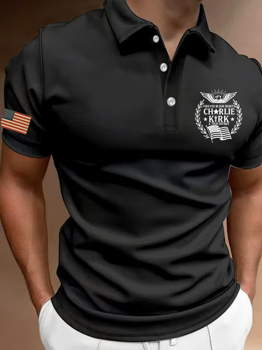 Férfi vintage charlie kirk amerikai zászló nyomtatás sweatshirt