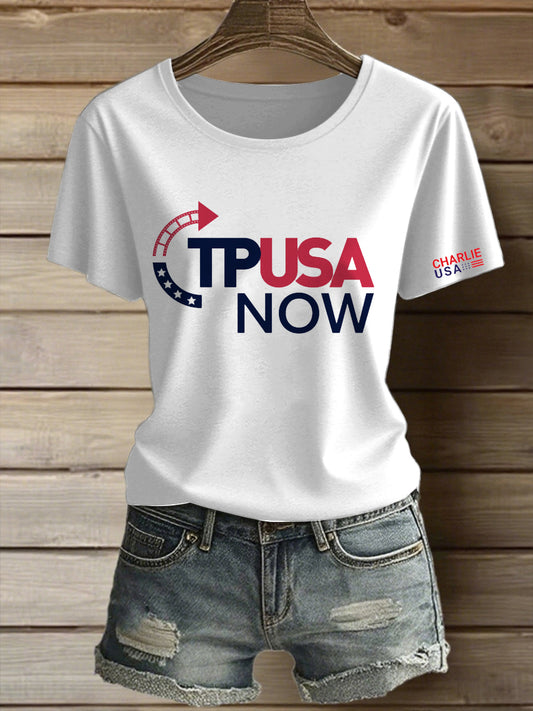 Női amerikai fordulópont nyomtatott vintage divat laza rövid ujjú póló