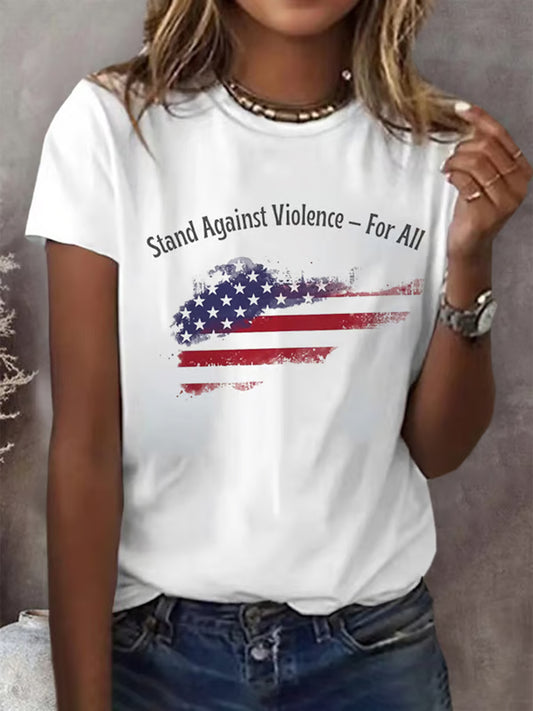 Női szabadság amerikai zászló nyomtatott emlékpóló