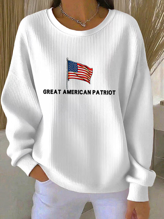 Női szabadság nem szabad amerikai zászló nyomtatás alkalmi pulóver