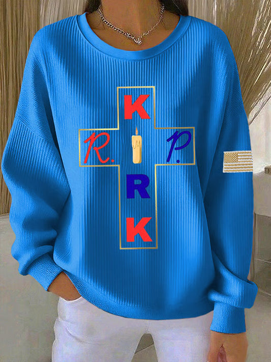 Női szabadság nem szabad amerikai zászló nyomtatás alkalmi pulóver