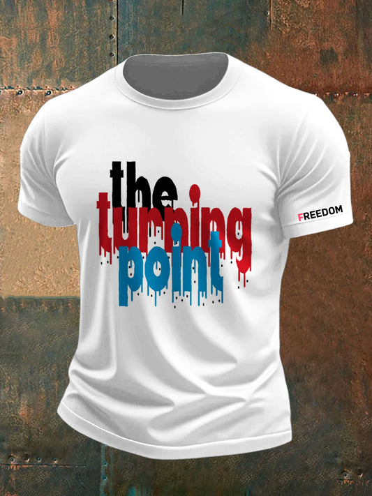 Férfi charlie kirk szabadság nyomtatott vintage divat laza rövid ujjú póló