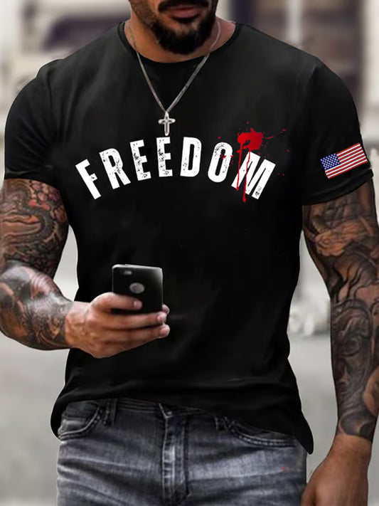 Férfi vintage charlie kirk amerikai zászló nyomtatás emlékpóló