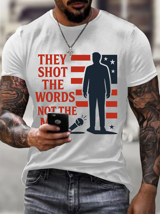 Férfi vintage charlie kirk amerikai zászló nyomtatás emlékpóló