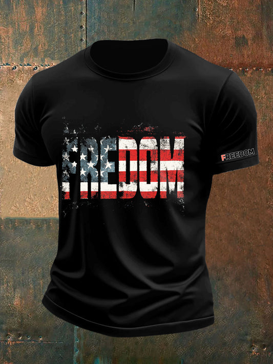 Férfi charlie kirk szabadság nyomtatott vintage divat laza rövid ujjú póló