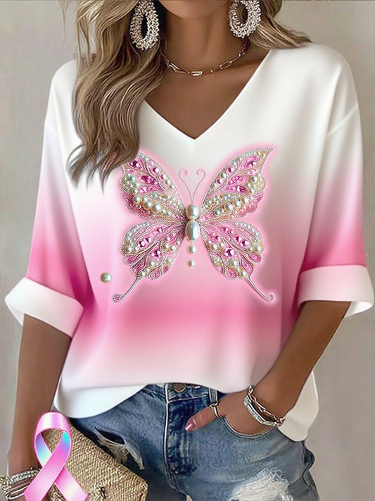 Női mellrák szalag nyomtatás pamut tetején