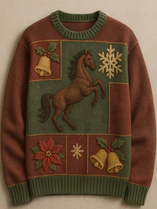 Női vintage karácsonyi nyomtatás kényelmes alkalmi pulóver