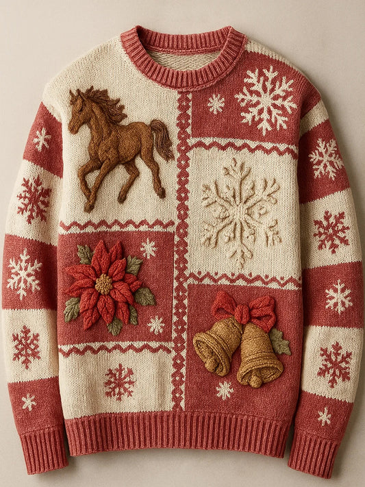 Női vintage karácsonyi nyomtatás kényelmes alkalmi pulóver