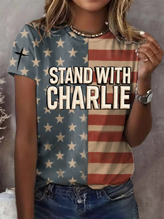 Női szabadság amerikai zászló nyomtatott emlékpóló