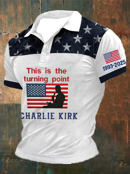 Férfi amerikai turning point charlie kirk rövid ujjú emlékpólóing