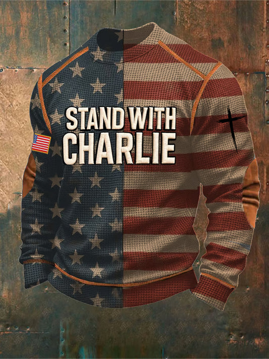 Férfi fordulópont charlie kirk rövid ujjú emlékpulóver