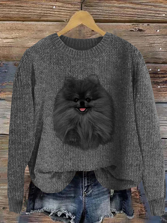 Női vintage állat nyomtatás kényelem alkalmi pulóver