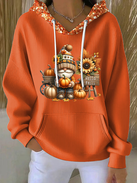 Női vintage hálaadás sütőtök művészet alkalmi hoodie