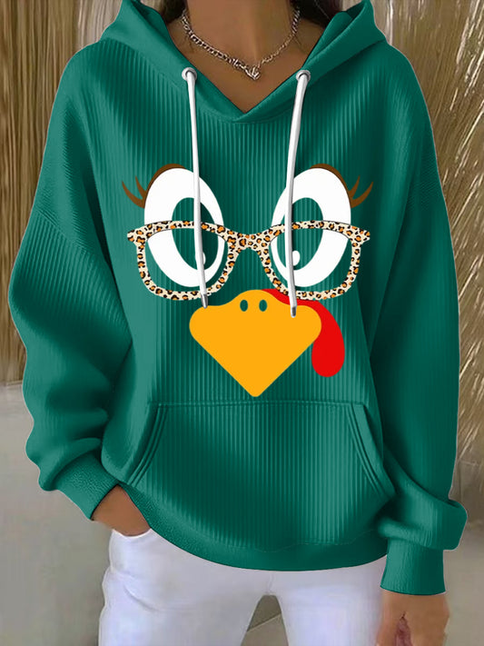 Női vintage hálaadás pulyka alkalmi hoodie