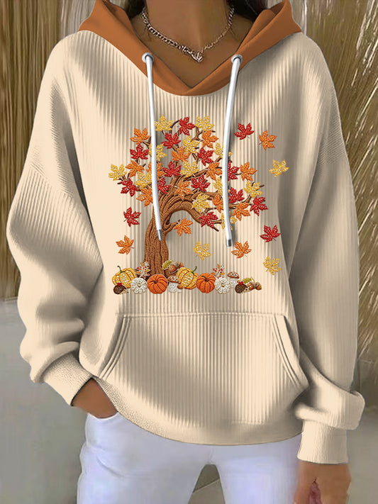 Női hálaadás juhar levél művészet alkalmi hoodie