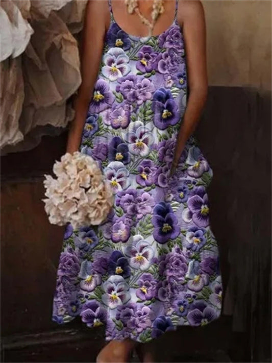 Női virágos művészet nyomtatás alkalmi heveder üdülőruha