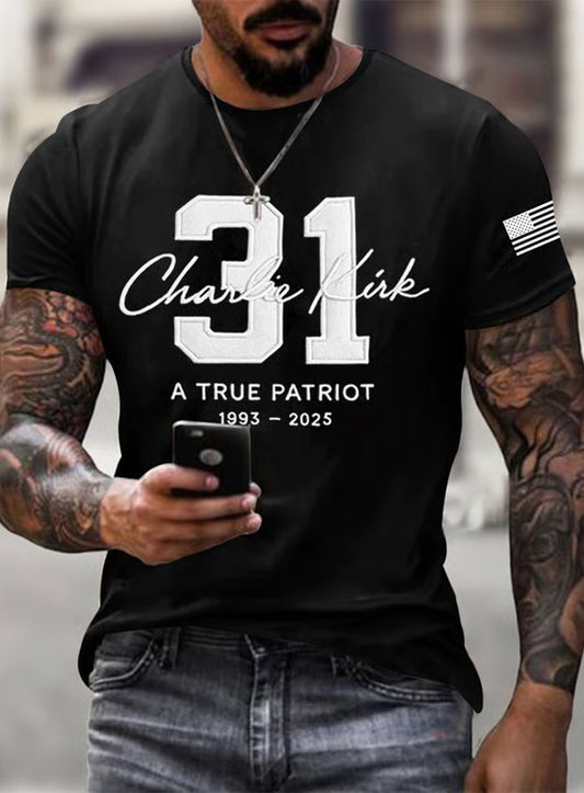 Férfi vintage szabadság amerikai alkalmi emlékmű rövid ujjú