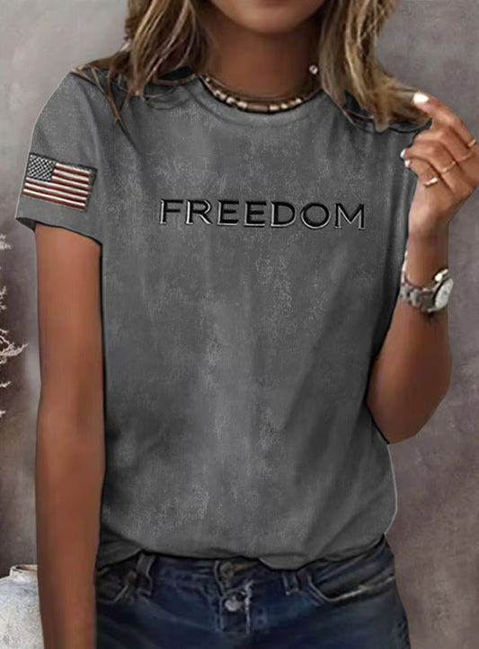 Női vintage szabadság amerikai alkalmi emlékmű rövid ujjú