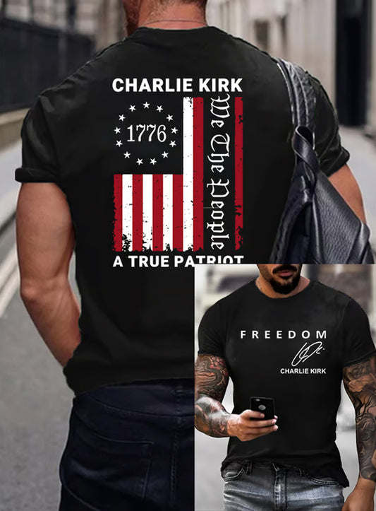 Férfi vintage szabadság amerikai alkalmi emlékmű rövid ujjú