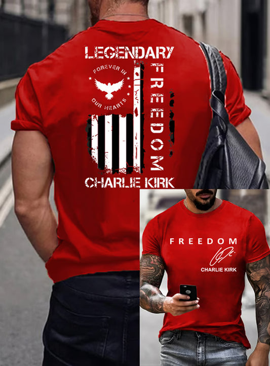 Férfi vintage szabadság amerikai alkalmi emlékmű rövid ujjú