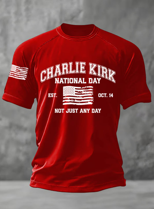 Férfi vintage szabadság amerikai alkalmi emlékmű rövid ujjú