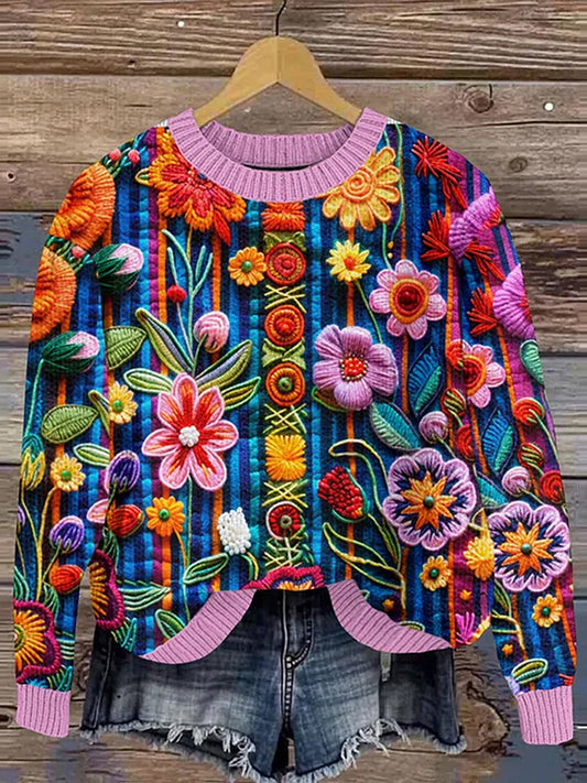 Vintage mexikói day of the dead art print alkalmi és kényelmes pulóver