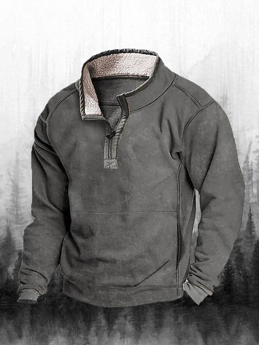 Férfi retro western nyomtatás alkalmi zip top