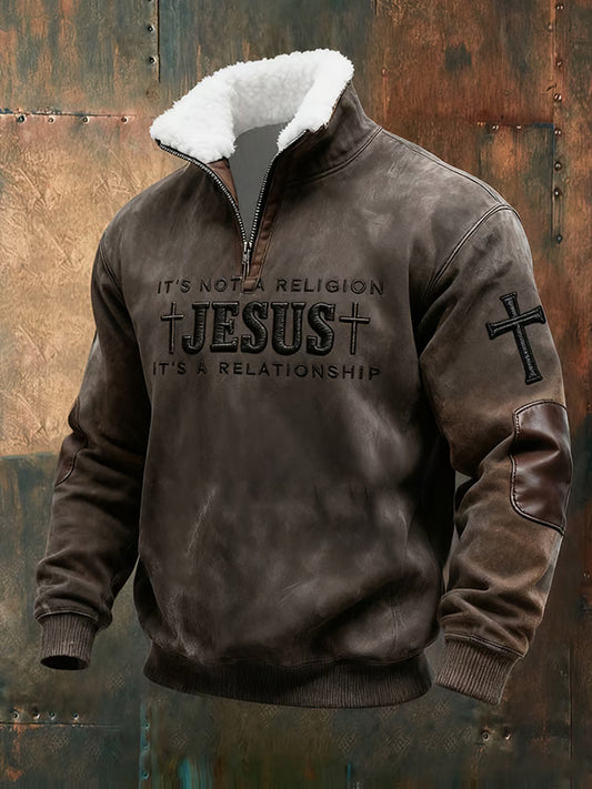 Férfi vintage art faith alkalmi pulóver