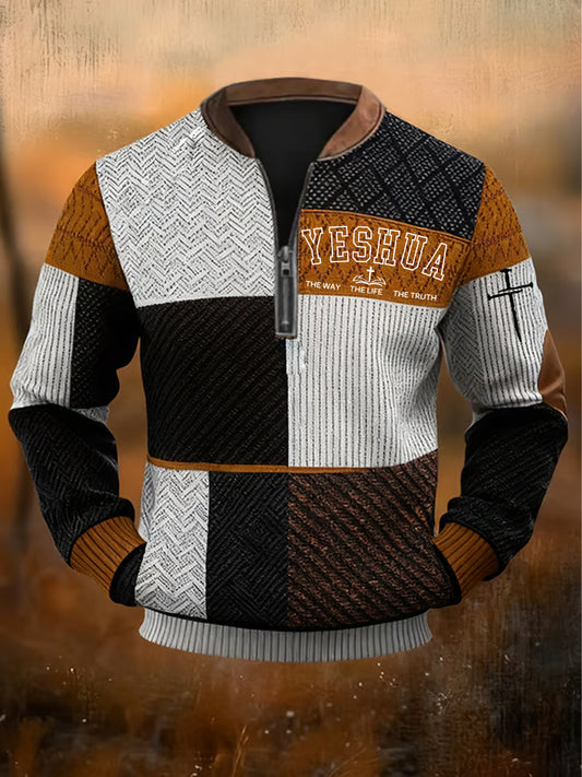 Férfi vintage art faith alkalmi pulóver