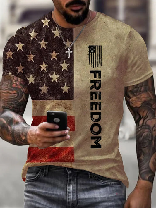 Férfi vintage charlie kirk amerikai zászló nyomtatás emlékpóló