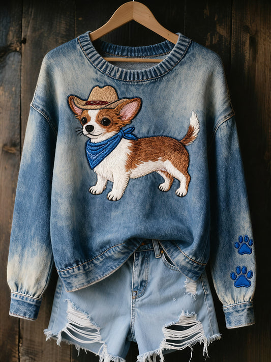 Női vintage art állat nyomtatás hangulatos kötött pulóver