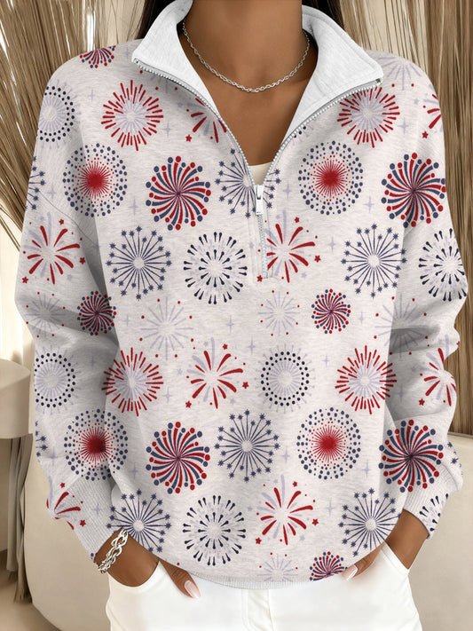 Női ünnepi tűzijáték nyomtatás állvány-nyakörv pulóver