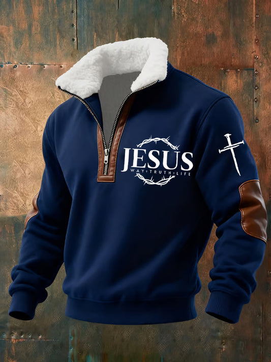 Férfi vintage art faith alkalmi pulóver