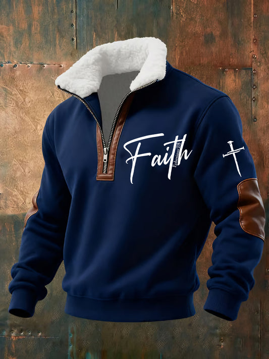 Férfi vintage art faith alkalmi pulóver