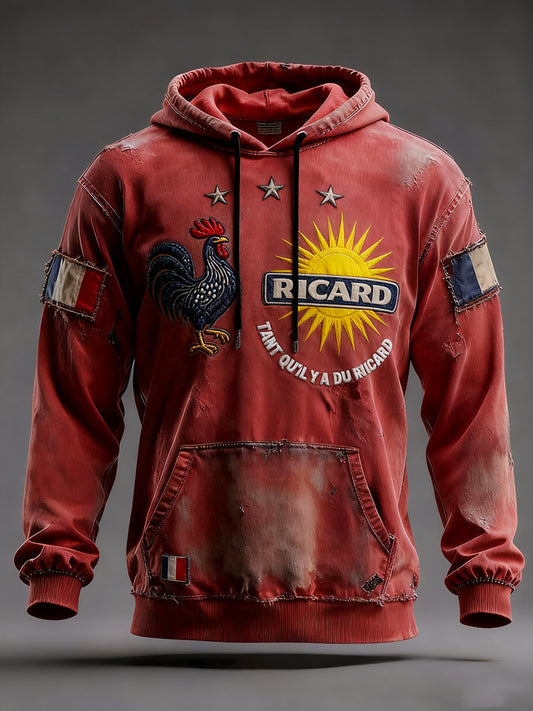 Férfi francia zászló ricard alkalmi hoodie