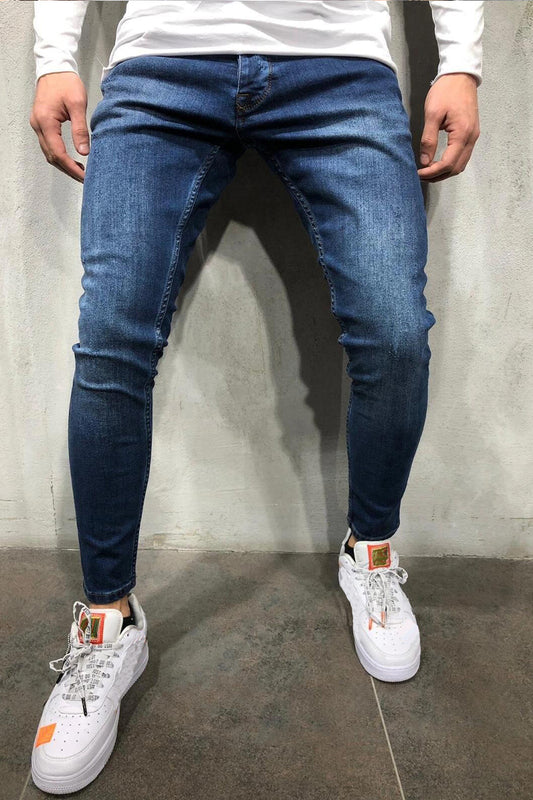 Férfi alkalmi egyszínű stretch vékony farmer