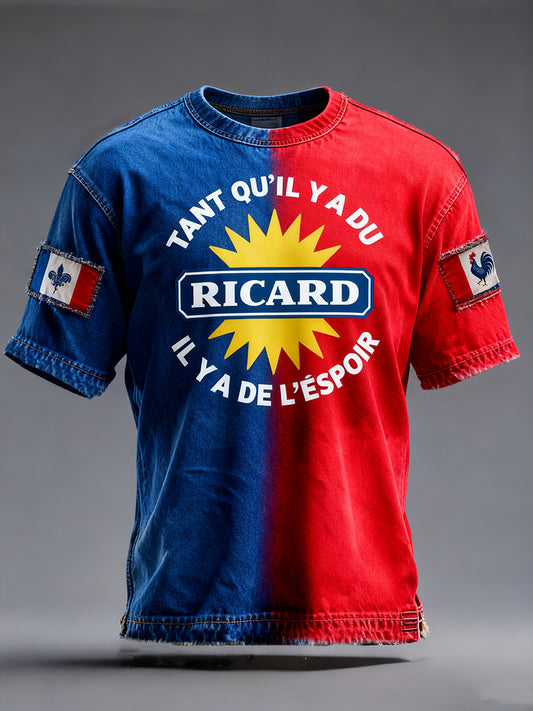 Férfi francia zászló ricard alkalmi póló