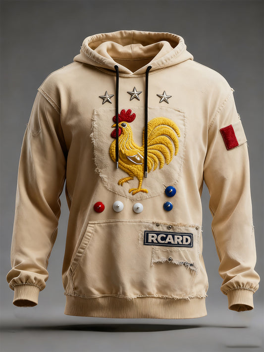 Férfi vintage francia zászló ricard szorult alkalmi hoodie