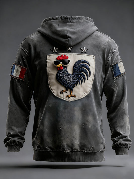 Férfi vintage francia zászló ricard szorult alkalmi hoodie