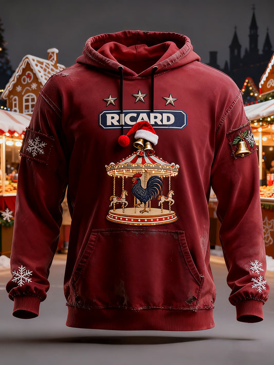 Férfi vintage francia zászló ricard szorult alkalmi hoodie